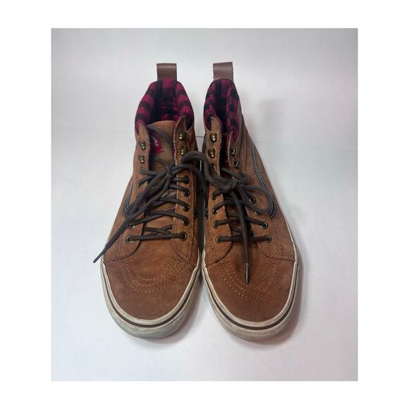 Vans Sk8 Hi Scotchgard High Top Brown Suede Plaid Flannel Lined Men's Size 10 - Picture 10 of 11